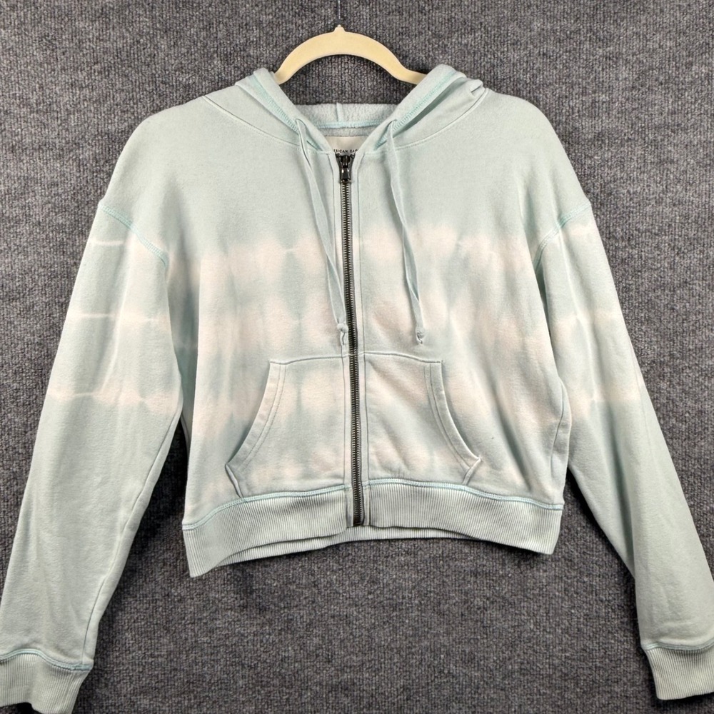 VSCO American Eagle Womens Small Tie Dye Cropped Zip Up Hoodie Y2K Spring Beachy